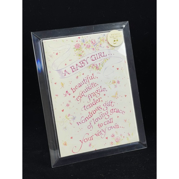 NWT Carlton Cards Vintage Musical Baby Girl Gift Photo Frame with Sentiment Pink
